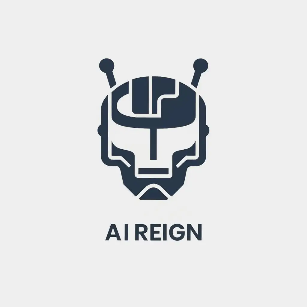 logo, simple robo , with the text "AI REIGN", typography