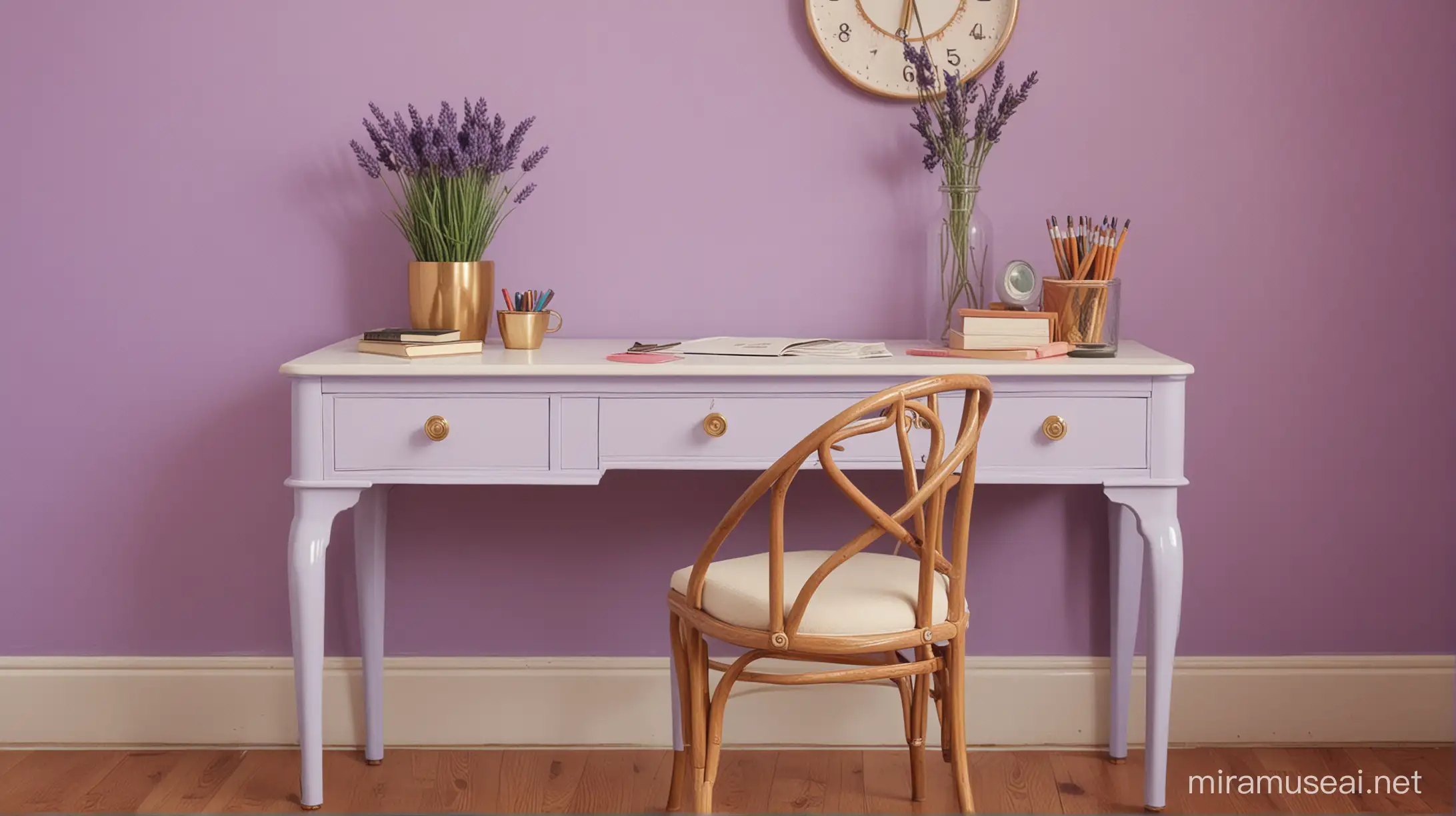 wes anderson inspired lavender desk 