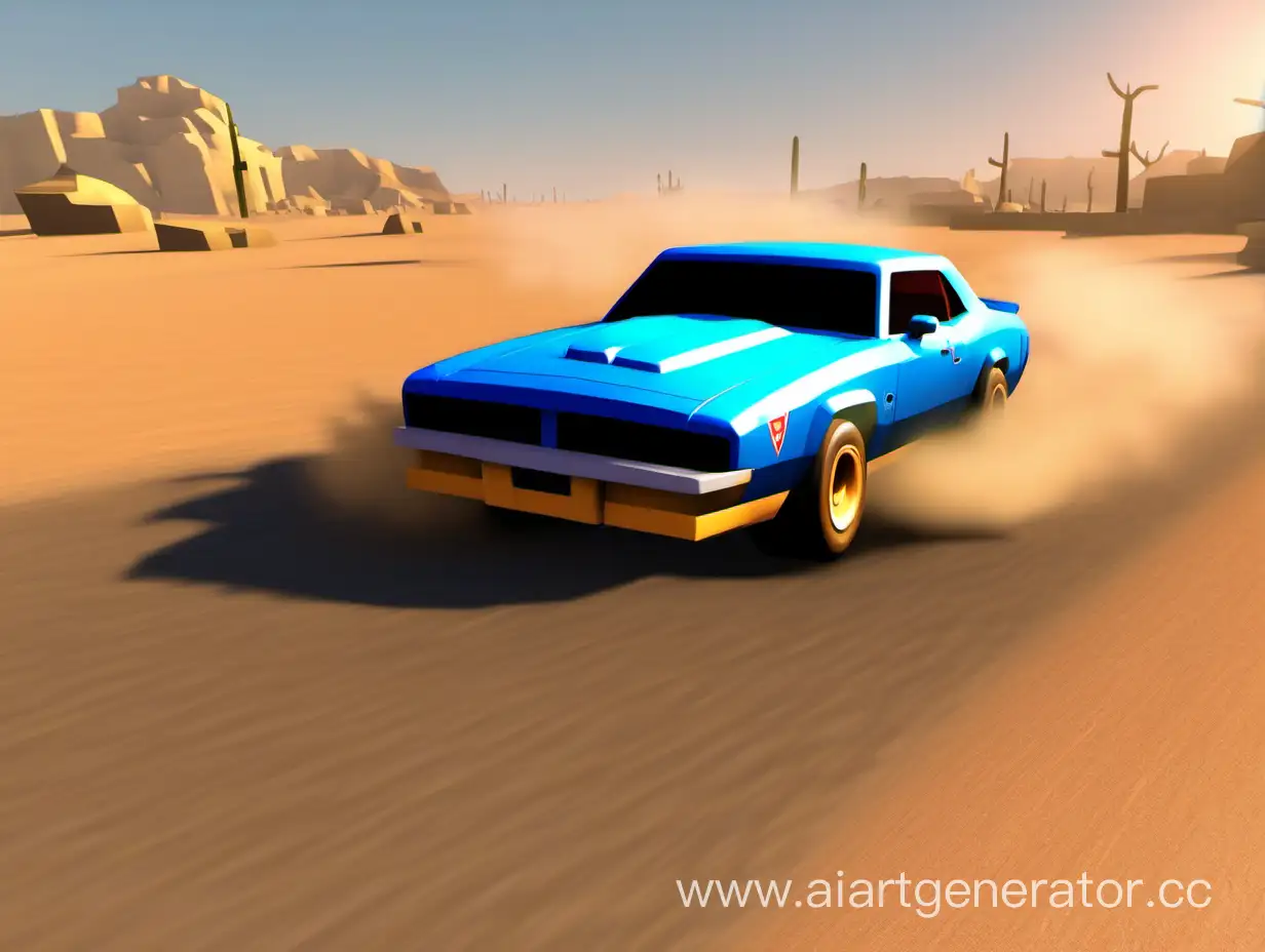 Roblox Man Drifting Muscle Car in Desert Race | AI Art Generator