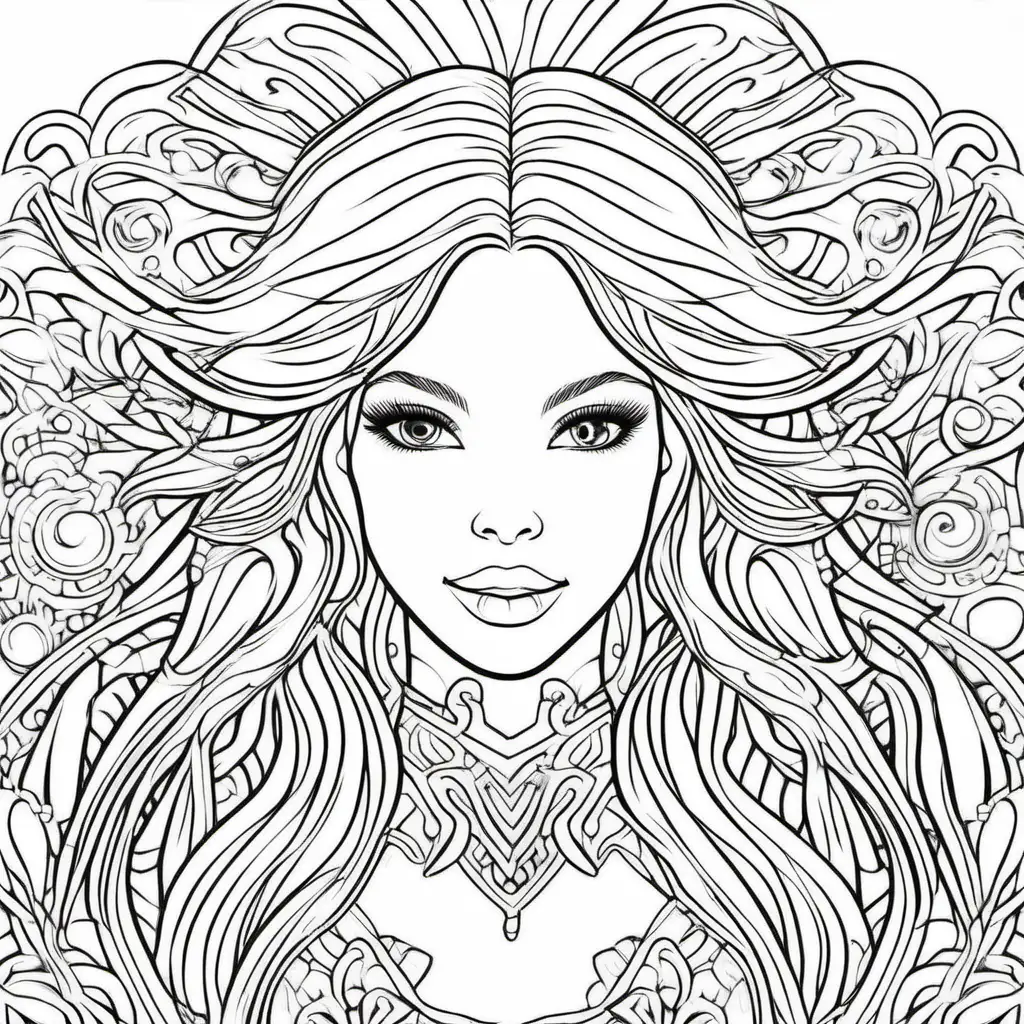 Charming Female Coloring Book Page with Vibrant Colors