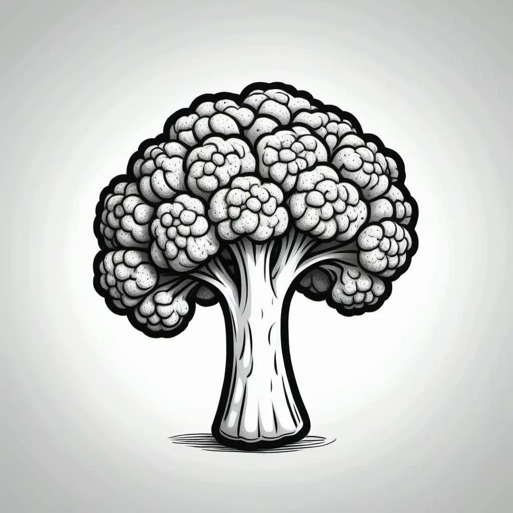 Minimalistic Black and White Broccoli Doodle