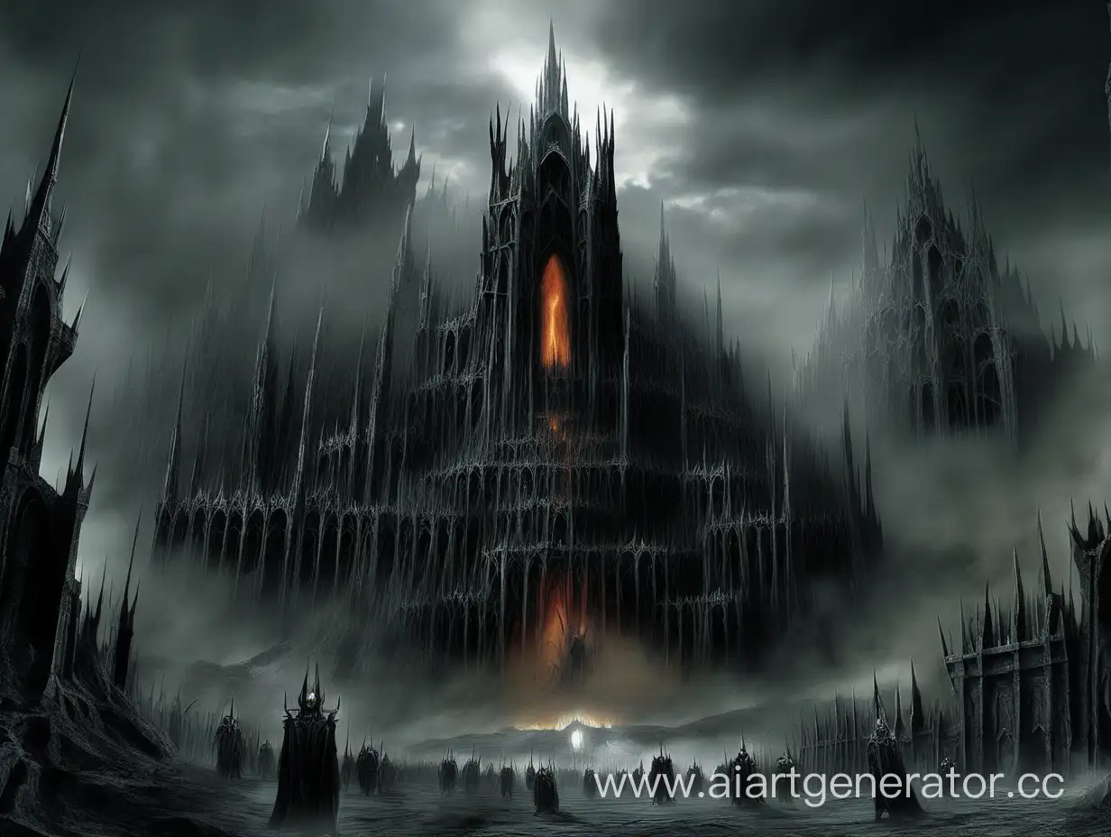 Epic-Dark-Fantasy-Illustration-Fortress-of-Dol-Guldur-and-the-Dark-Lord-Sauron