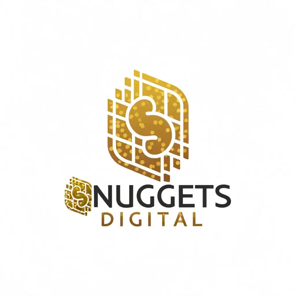a logo design,with the text "8Nuggets Digital", main symbol:gold nugget,Moderate,be used in Technology industry,clear background