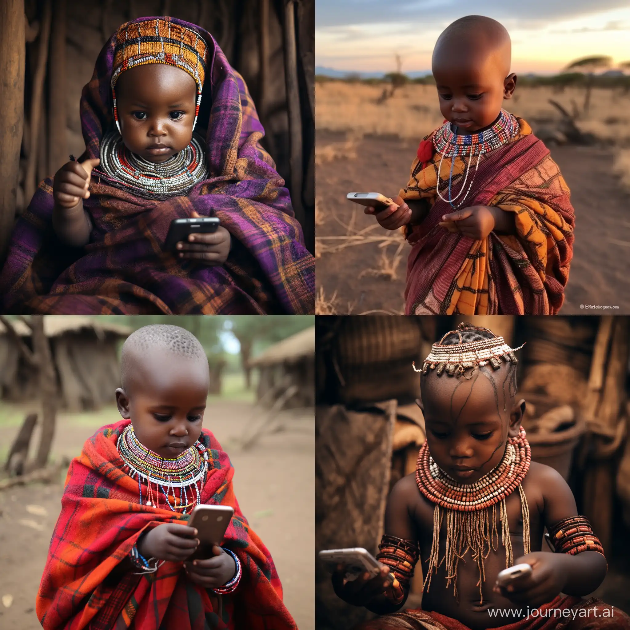 Adorable-Kenyan-Baby-Engrossed-in-Smartphone-Exploration