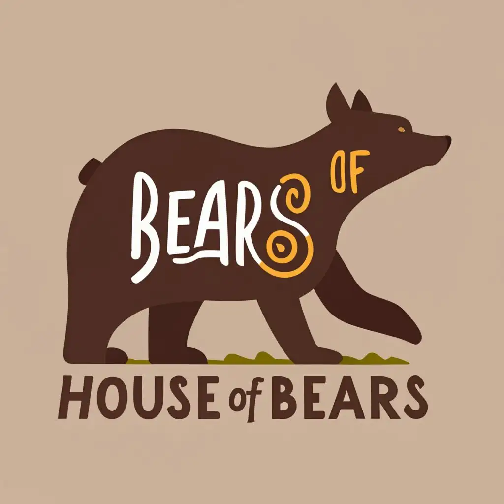 logo, BEAR TREE HOUSE, with the text "House of Bears", typography