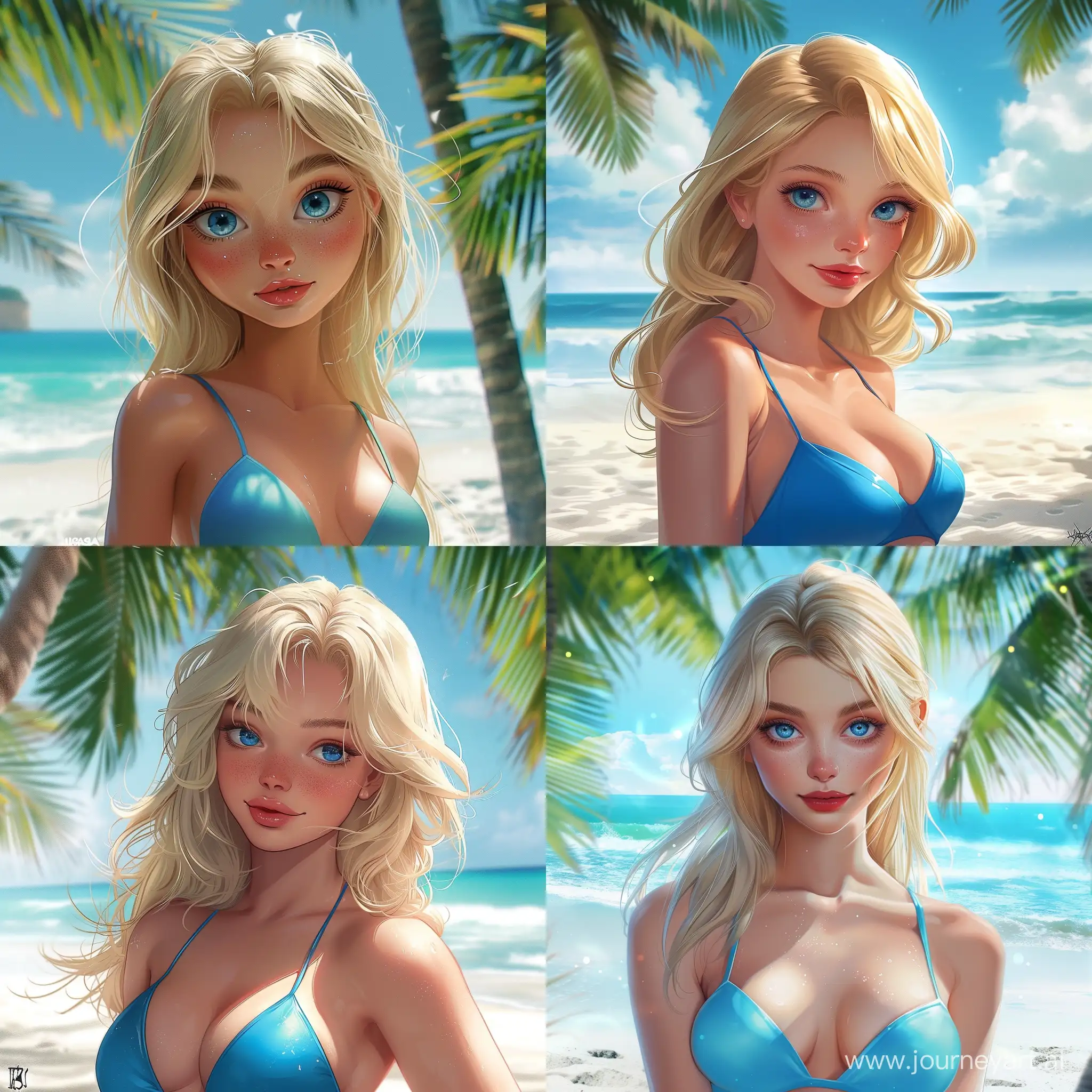 Stunning-Blonde-Beach-Beauty-in-Blue-Swimsuit