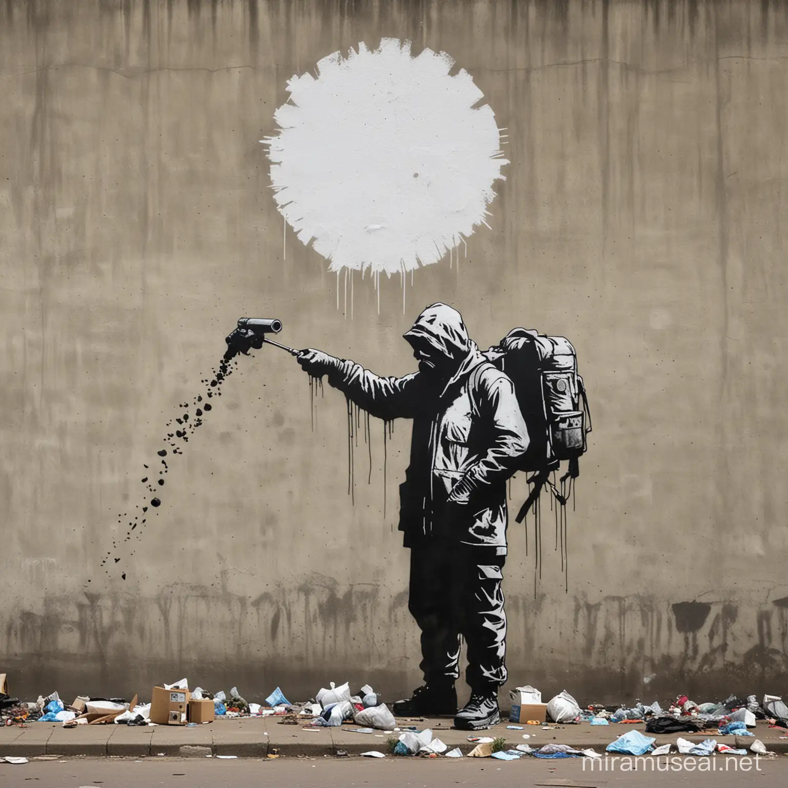 Banksy stile grafiti of world polution
