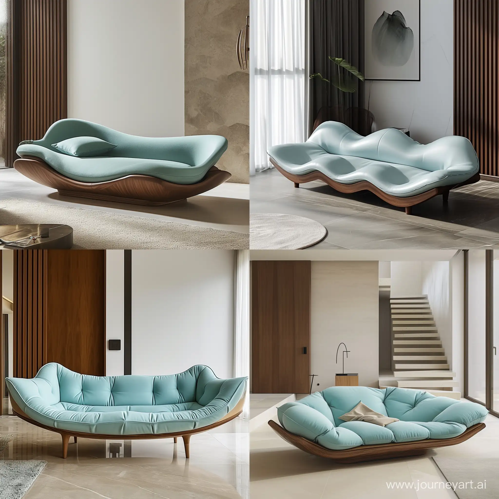Desire to design a comfortable sofa:
Type of sofa: comfortable, modern and minimal
Style: Zaha Hadid design style
Size: three people with a length of at least 2.3 meters
Coil material: walnut wood
Base material: walnut wood
Cover material: Yeast cloth
Cover color: Tiffany blue
Sole material: cold foam
Floor and seat design: integrated and smooth, suitable for people with back problems
Handles: short with opening mechanism.
Goal: very high comfort. Not being bothered while sleeping on the sofa
Environment: a modern house with luxury and minimal decoration