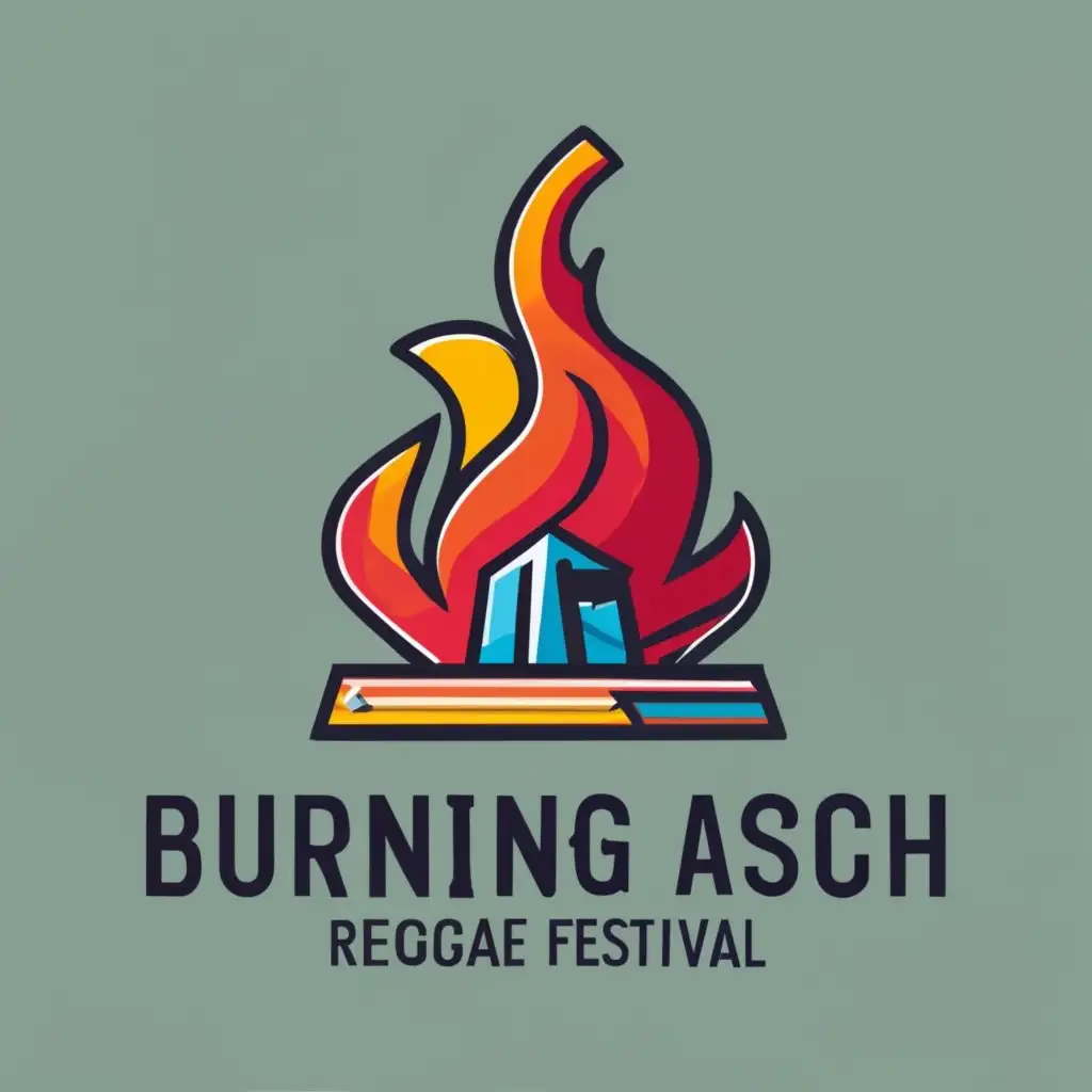 logo, Tower, with the text "Burning Asch", typography, be used in Events industry, Tagline „Reggae Festival“
