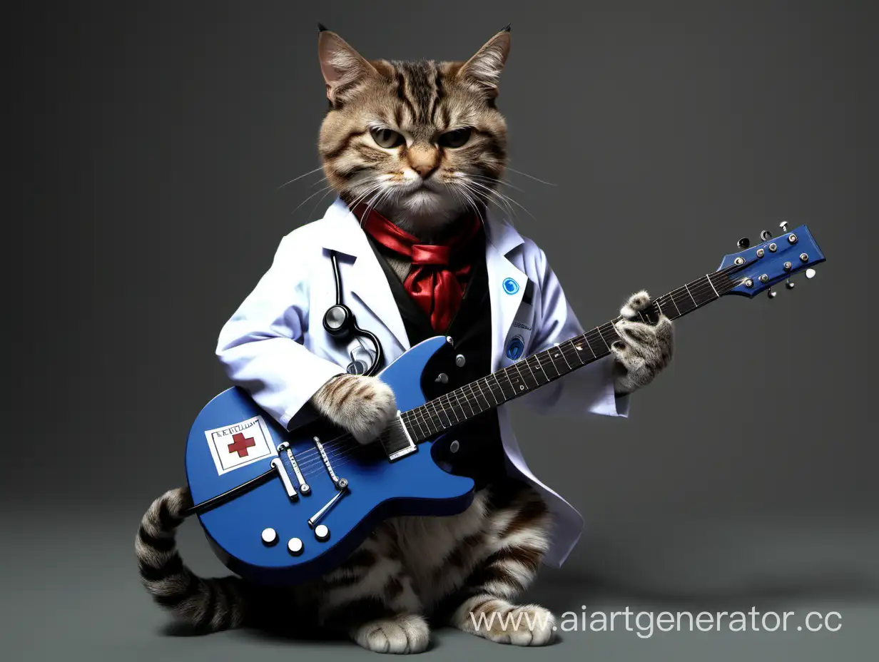 Metallic-Cat-Playing-Guitar-under-Medical-Supervision