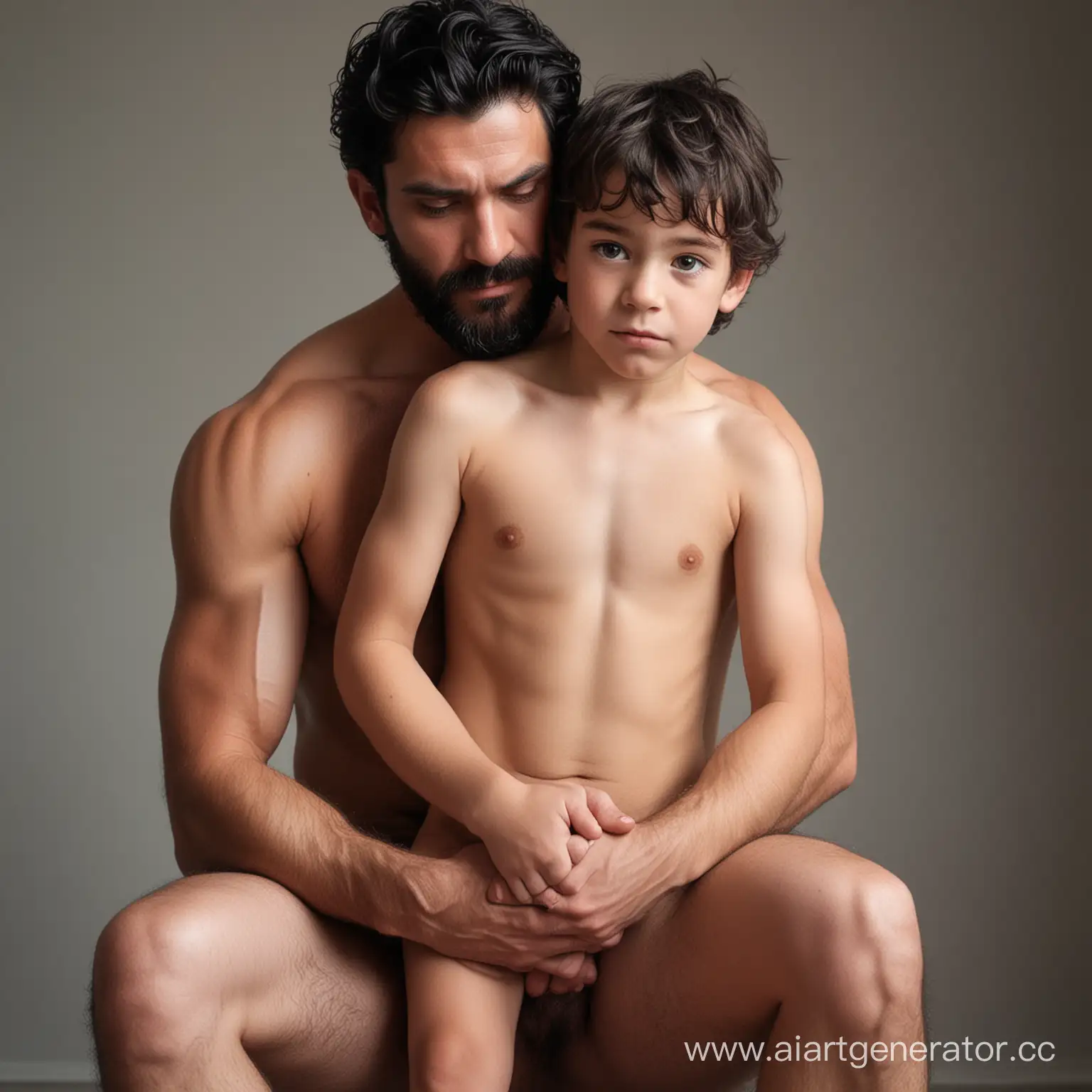 Affectionate-Father-and-Son-Embrace-Strong-Man-and-Small-Boy-Bonding