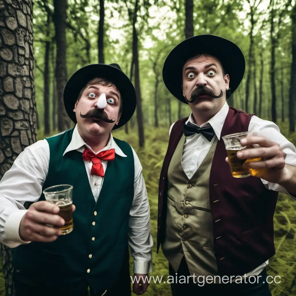 Two-Drunks-in-Forest-Mustached-Man-and-Companion