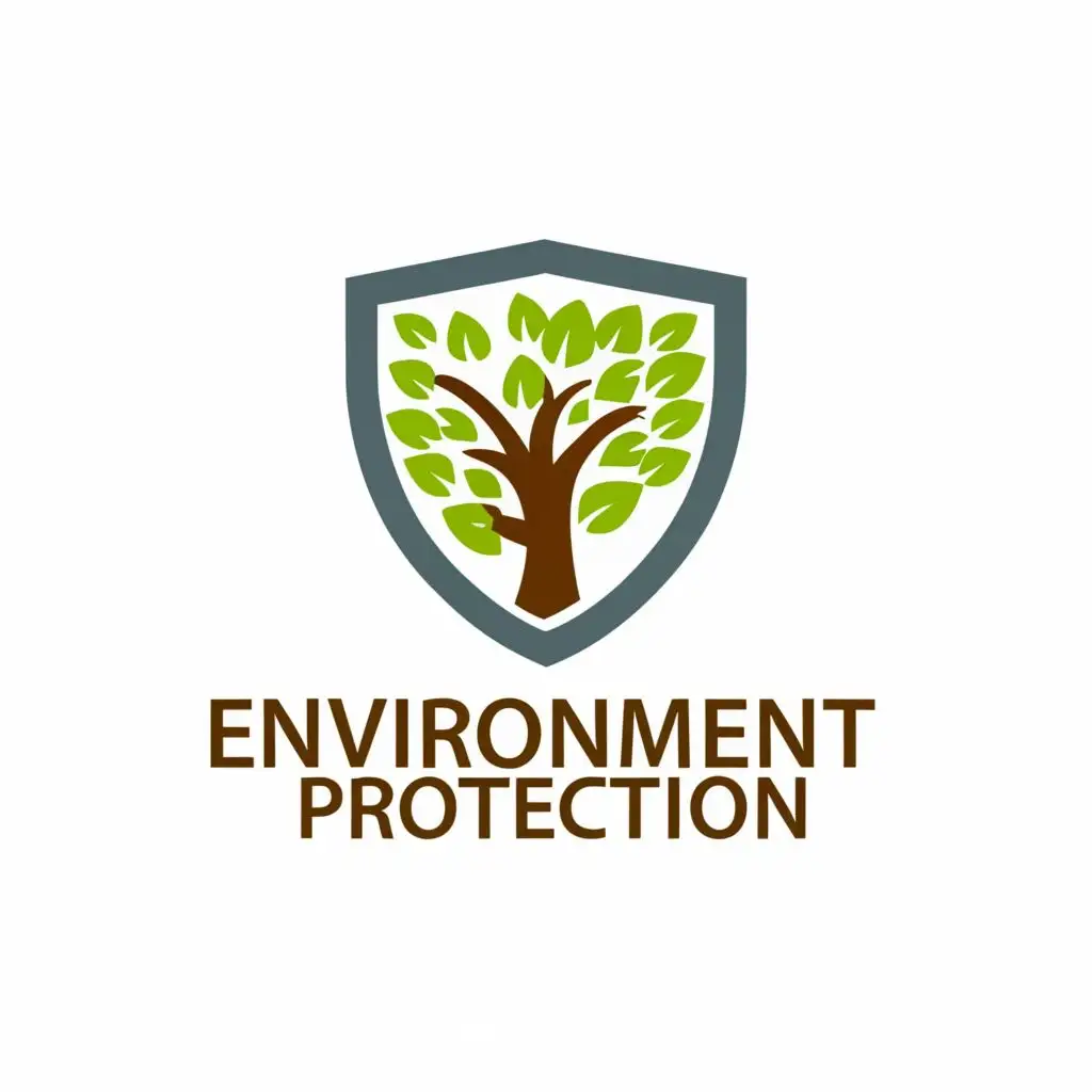 a logo design,with the text "Environment protection", main symbol:Environment protection, greenery, tree, shield,Moderate,be used in Education industry,clear background