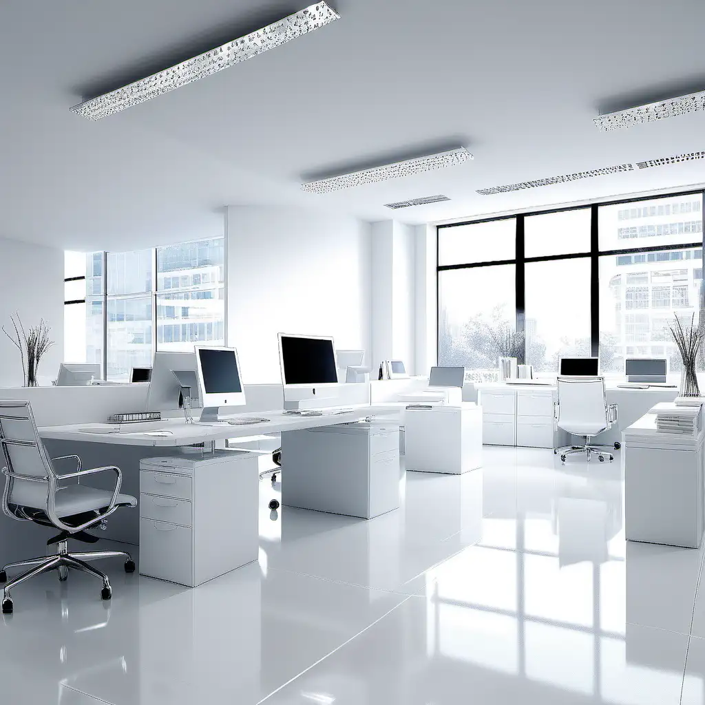 Bright and Sparkling Clean Office Space with White Elements