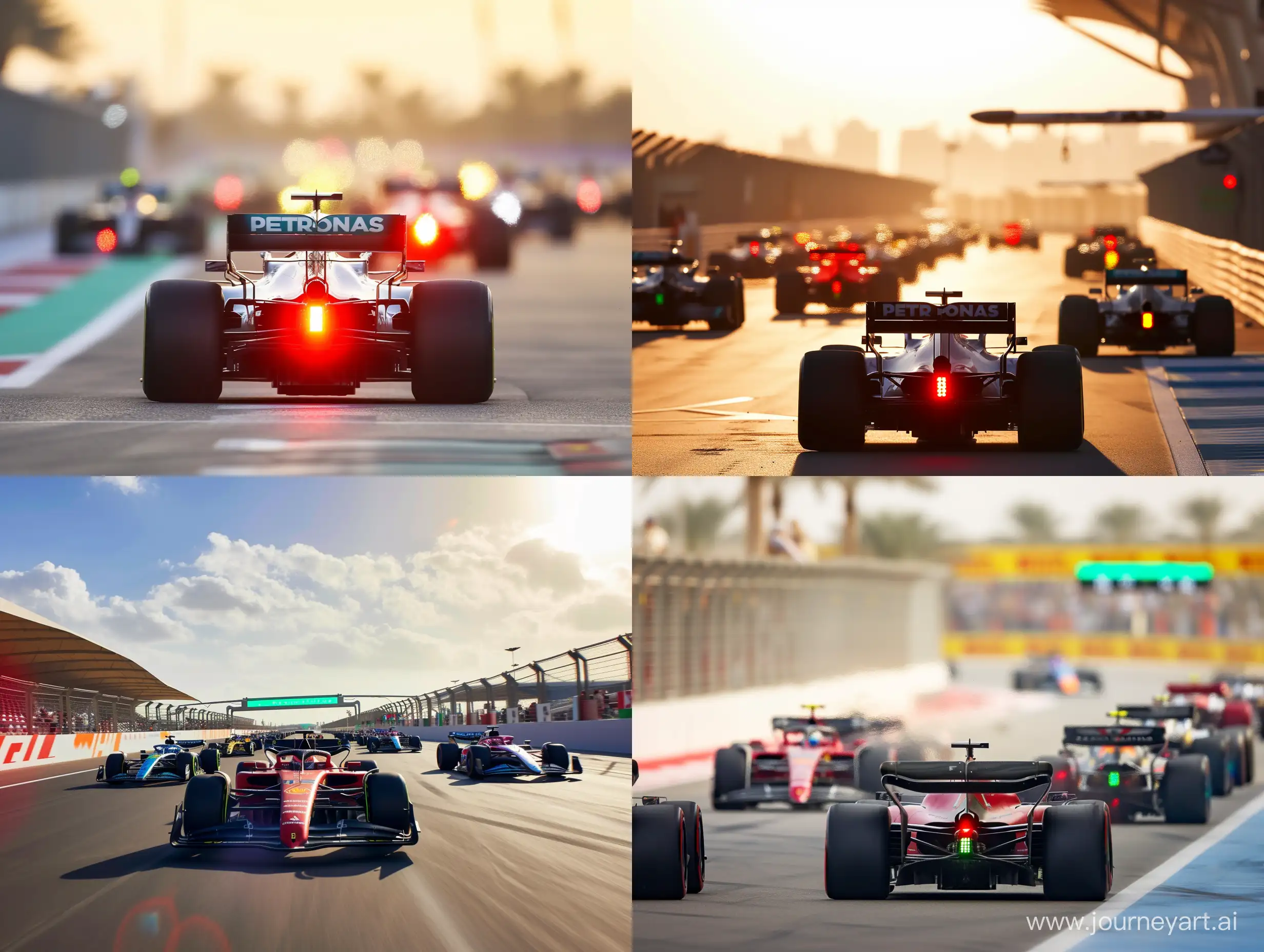 Sunny-Day-F1-Racing-at-Yas-Marina-Circuit-Cars-Ready-at-the-Starting-Line