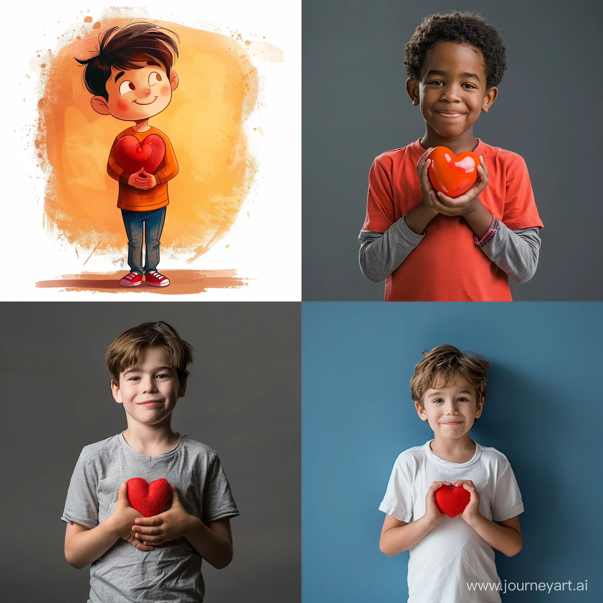 Boy standing holding his heart