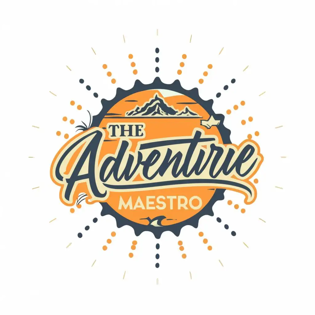 logo, Sun sky ocean, with the text "The Adventure Maestro", typography, be used in Travel industry