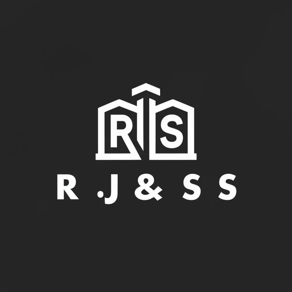 a logo design,with the text "the letters RJ and S RJ Sood", main symbol:letter monograms and multi-unit home silhouette,Minimalistic,be used in Real Estate industry,clear background