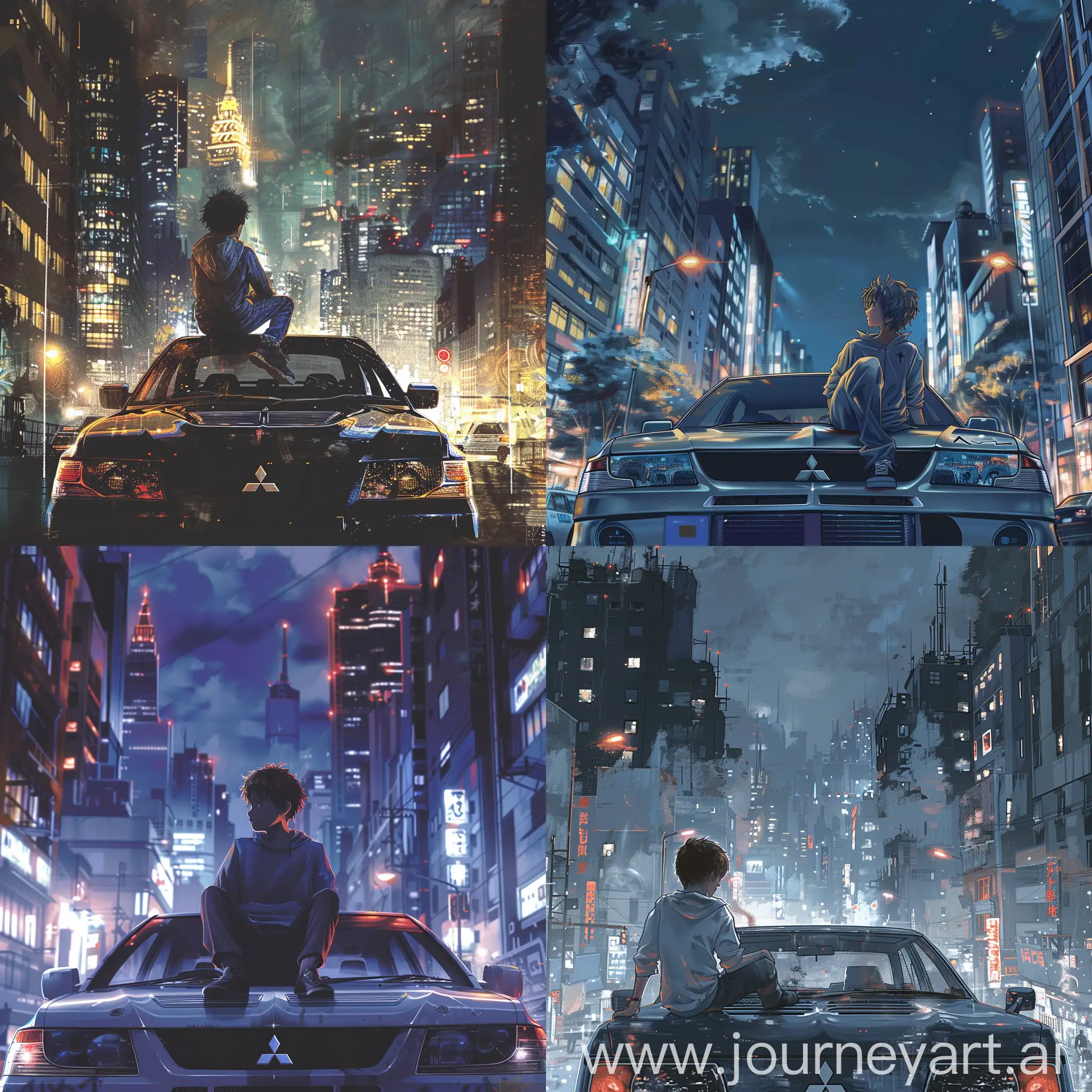 Urban-Contemplation-Boy-on-Mitsubishi-Lancer-at-Night