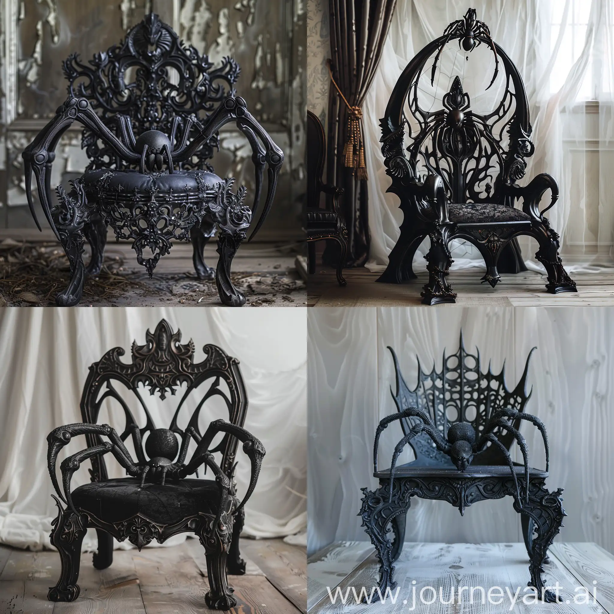 Gothic-Spider-Throne-Art-Intricately-Designed-Seat-with-Arachnid-Motifs