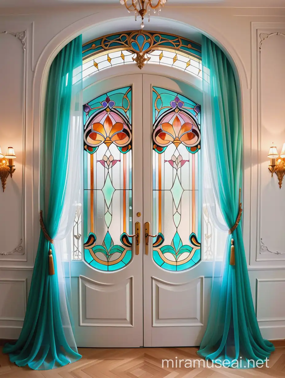 Empire Style Stained Glass and Art Nouveau Doors Tiffany Colored Elegance