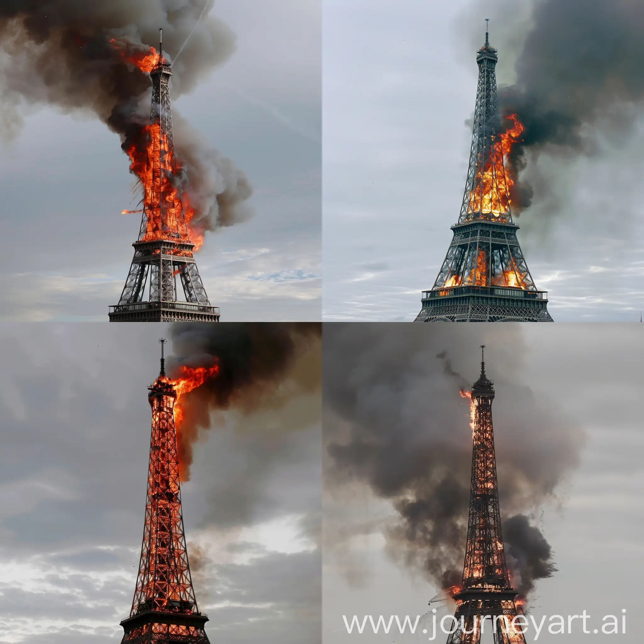 Eiffel Tower burning