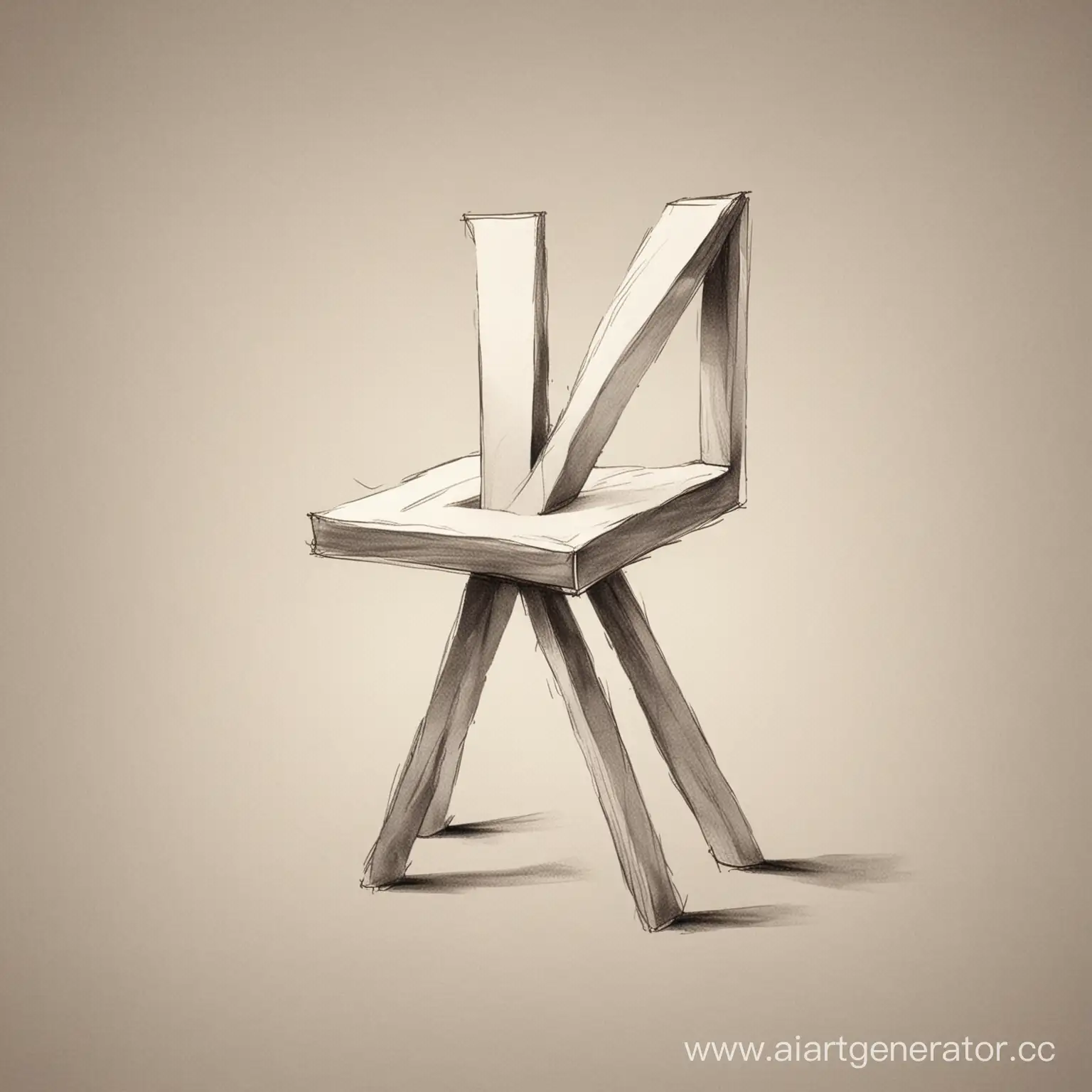 скетч минимализм буква стул в виде буквы "К"