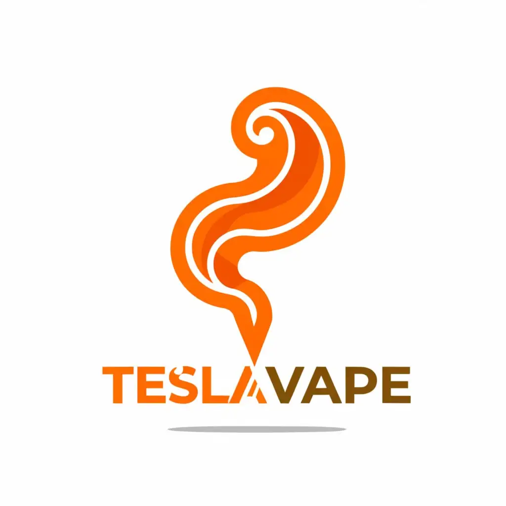 LOGO-Design-For-TesLa-Vape-Vibrant-Orange-Vape-Smoke-Emblem-for-Retail-Industry