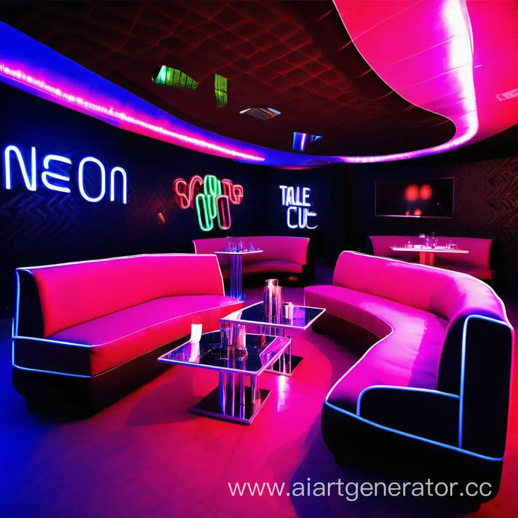столики  в ночном клуб  "Neon" с диванами 