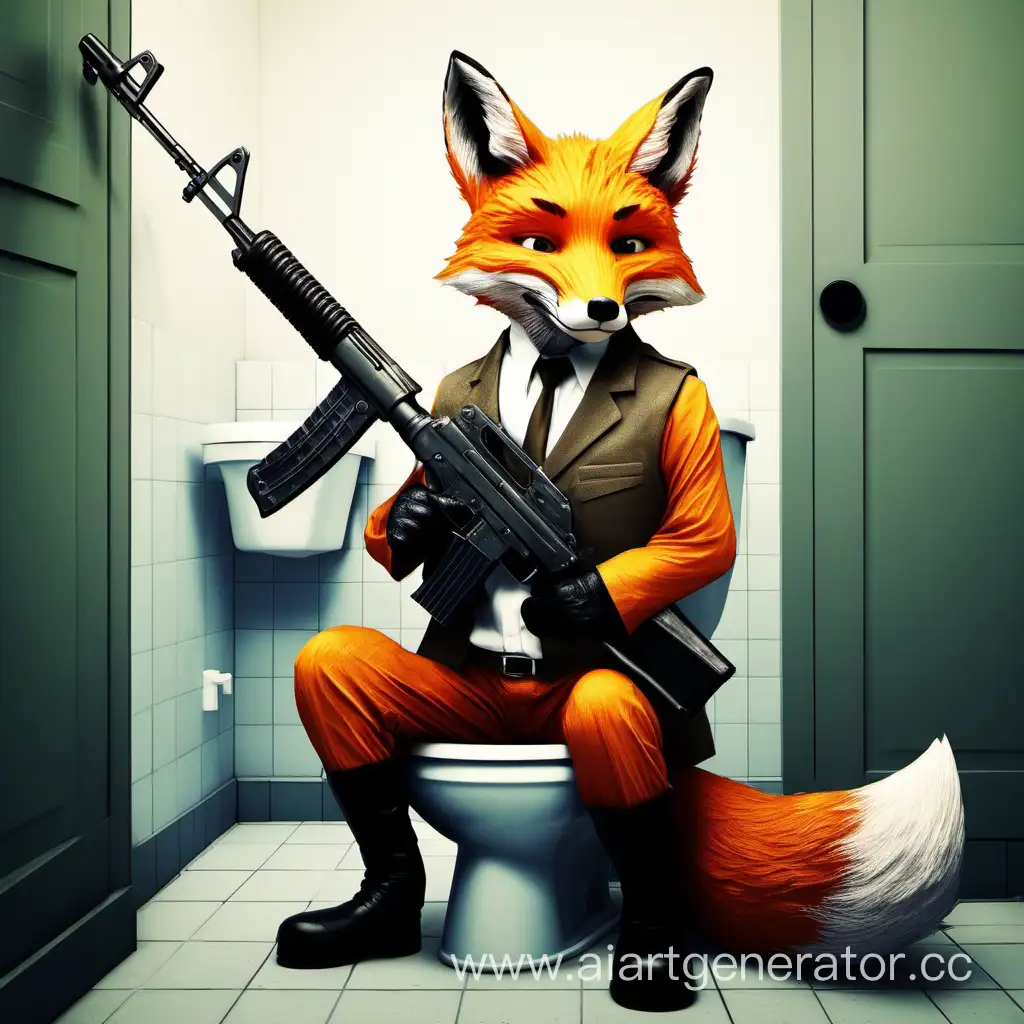 Fox-with-Kalashnikov-on-Toilet-Quirky-Animal-Art