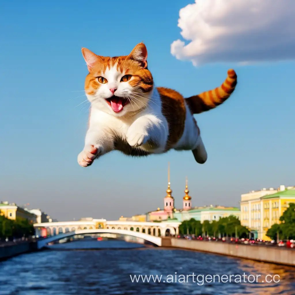 Flying-Smiling-Cat-over-St-Petersburg