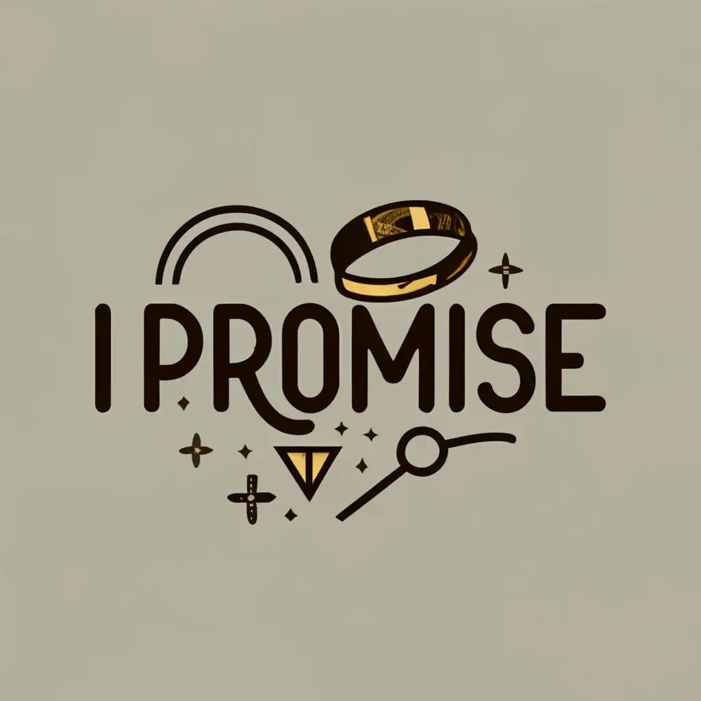 logo, a wedding ring, a gold ring, a silver ring, and a diamond and jewelry tools, with the text "iPromise", typography, be used in Religious industry