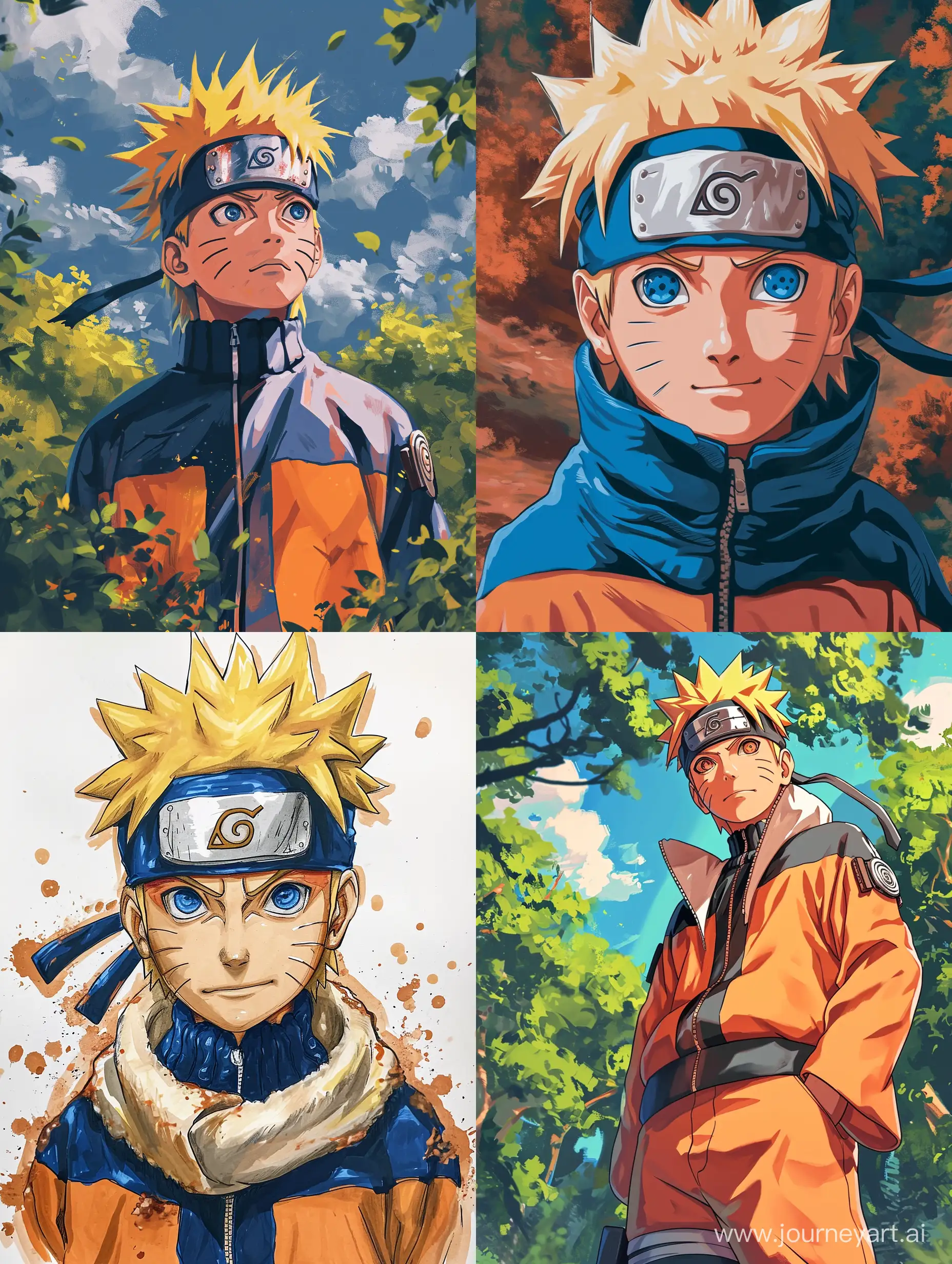 A picture of Naruto Uzumaki inspired by Studio Ghibli Art Style