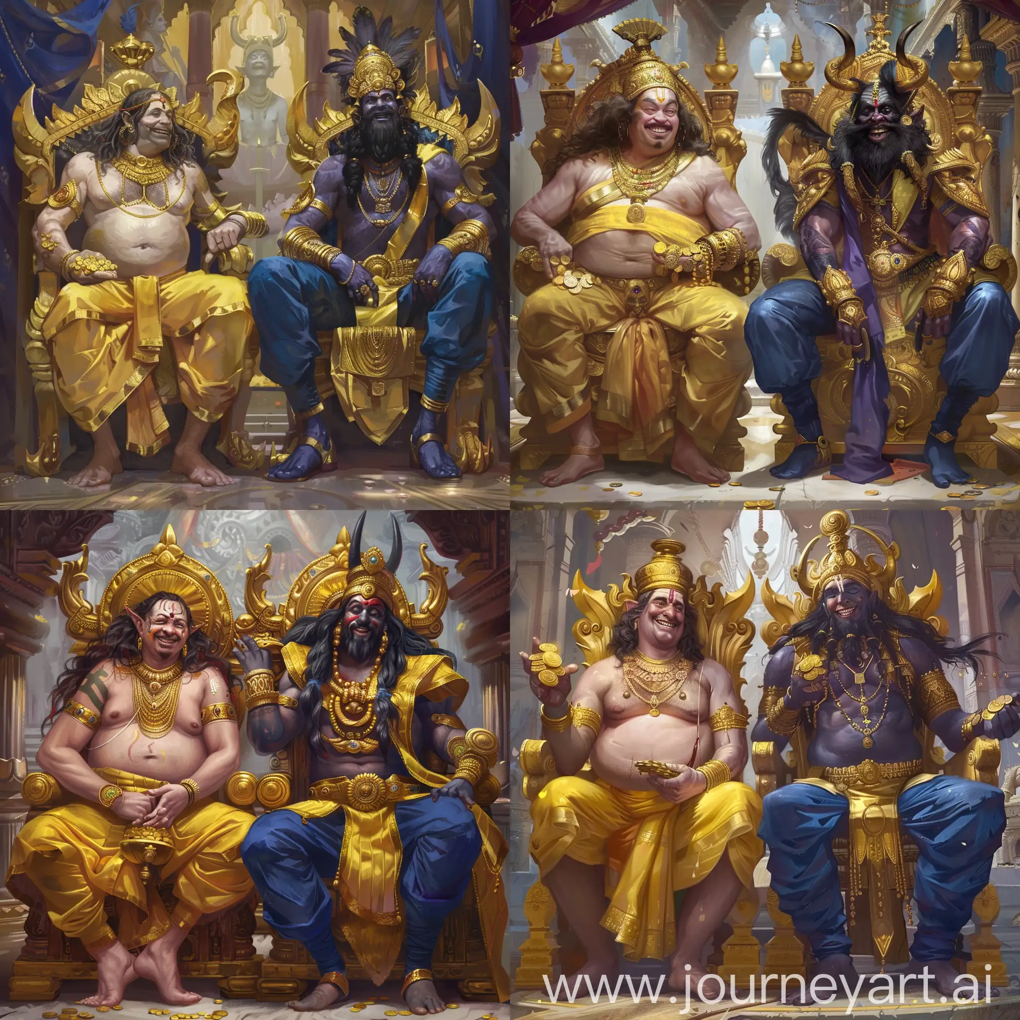 Ancient-Indian-Lord-and-Hindu-Demon-King-on-Golden-Thrones-in-a-Splendid-Demonic-Temple