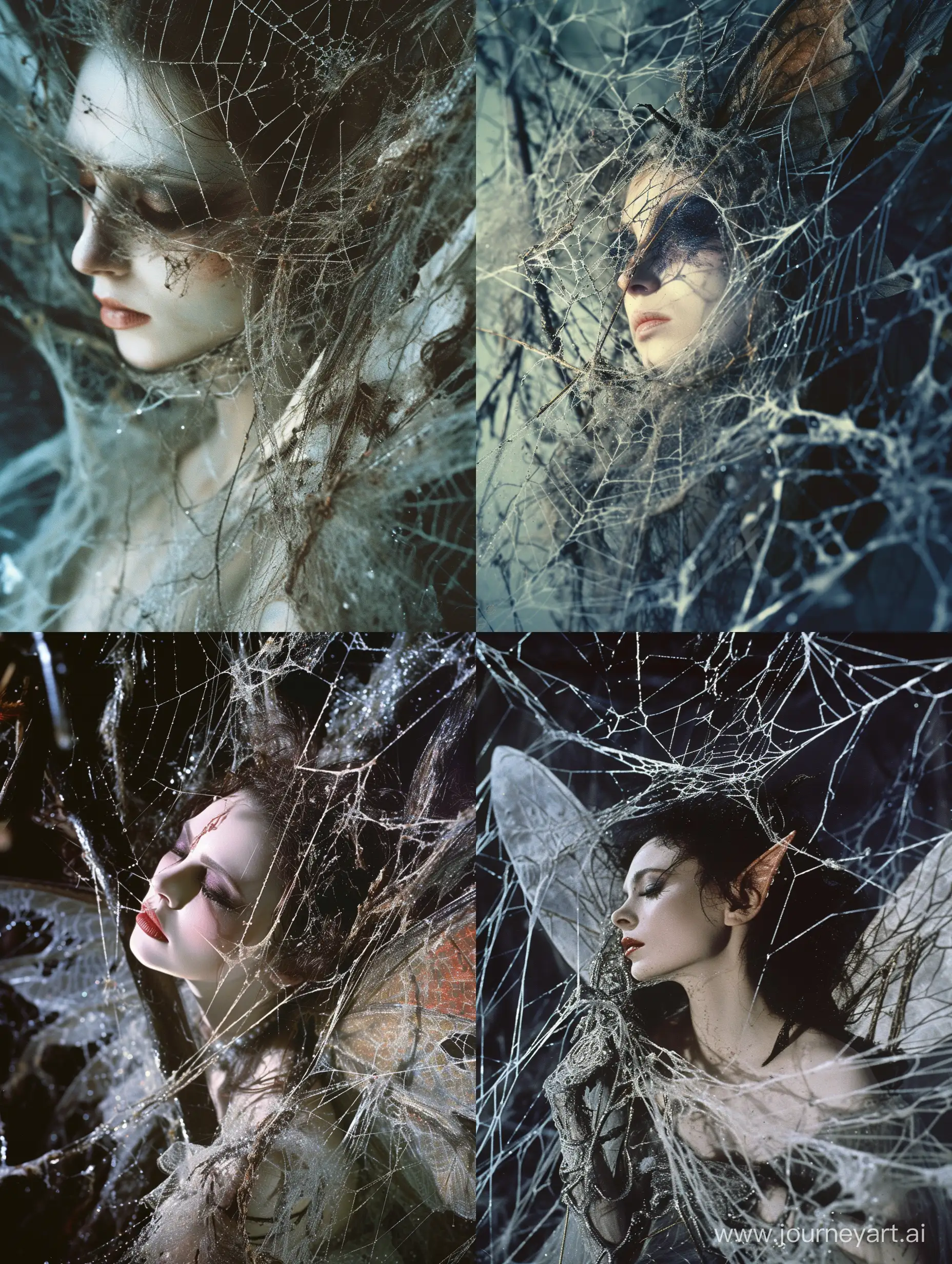 Captivating-Horror-Core-Image-Mesmerizing-Fairy-Trapped-in-Sinister-Spiderweb