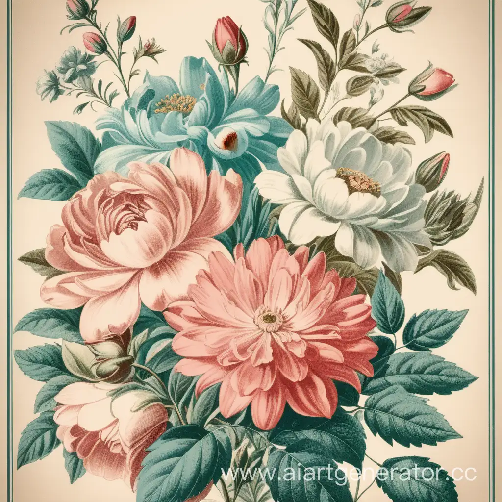 Vintage-Floral-Poster-with-Delicate-Color-Flowers