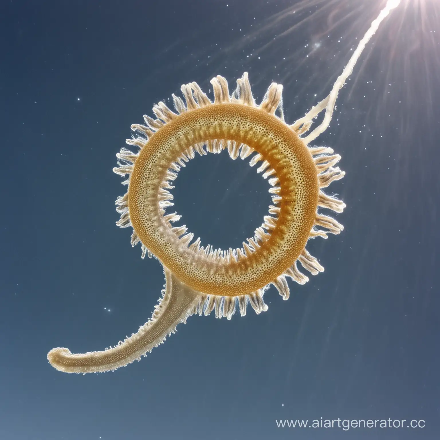 Cheerful-Planaria-Worms-Floating-in-a-Bright-Sky
