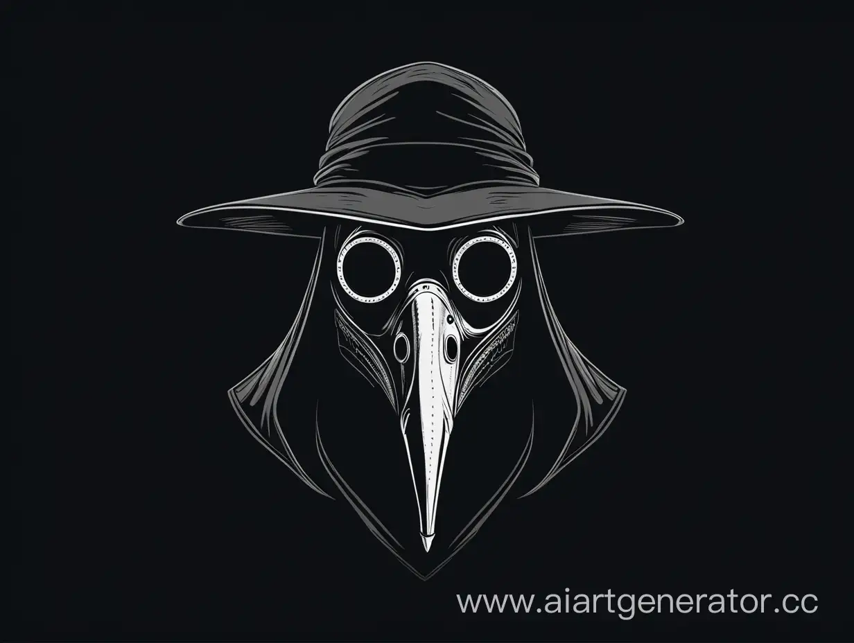 Minimalist-Plague-Doctor-Mask-on-Black-Background