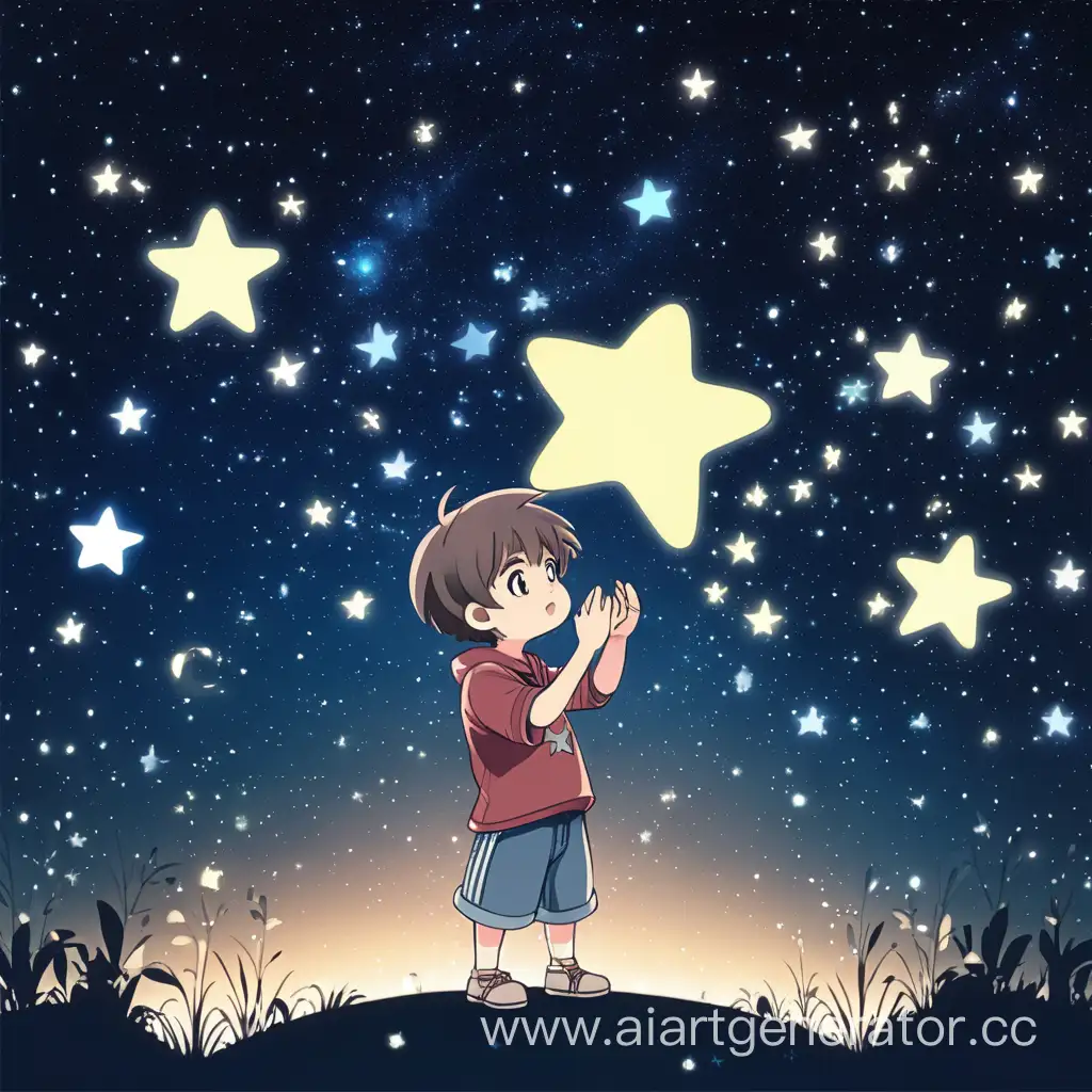 мальчик который собирает звёзды,в аниме стиле
