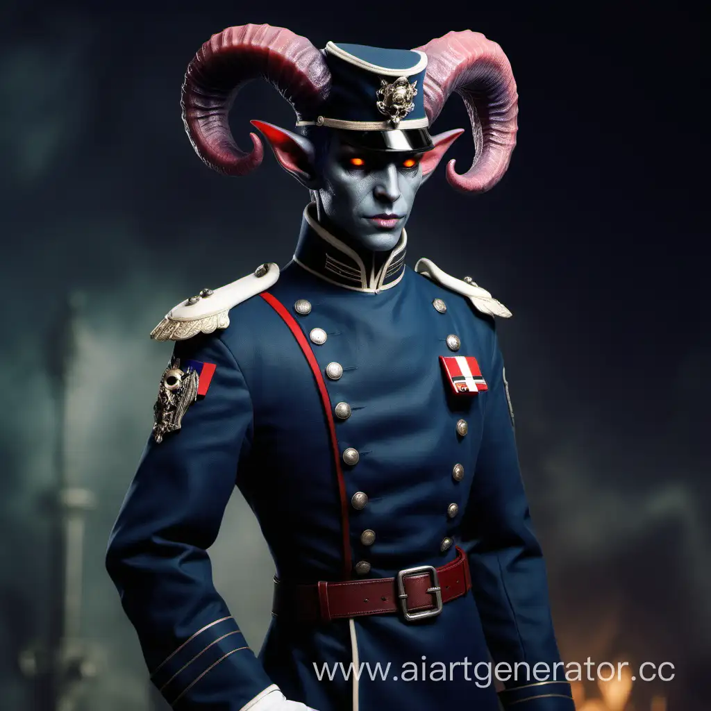 Tiefling-in-Prussian-Military-Uniform-Fantasy-Art-Depicting-Otherworldly-Elegance-and-Historical-Aesthetic