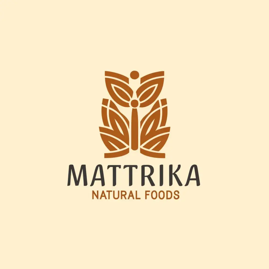 a logo design, with the text MATRIKA natural foods, main symbol: authentic woodpress oil, complex, be used in Retail industry, light yellow gradient background, contain bit fade image of grains flour pulses in background