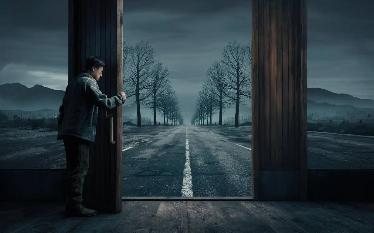 The protagonist opens the door, and there is no one outside, only the desolate asphalt road stretches into the distance, begging for Chinese style.