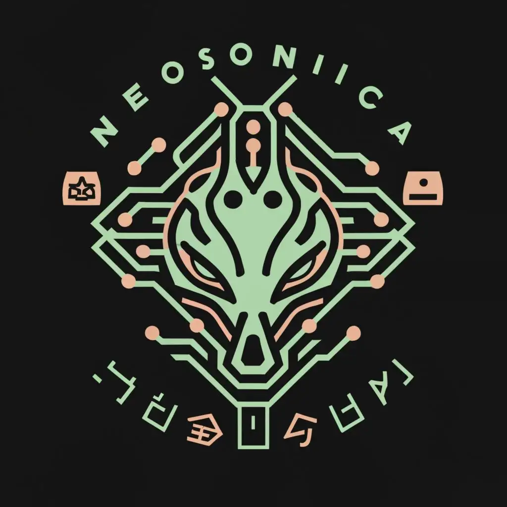 logo, alien, with the text "neosonica", typography