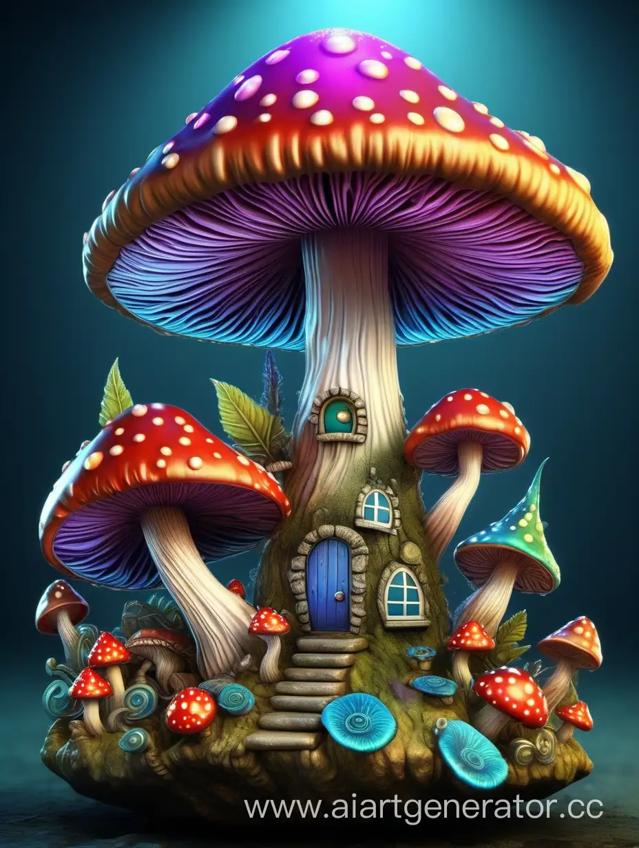 Vibrant-Fairytale-Fantasy-Colorful-Mushroom-with-Exquisite-Details
