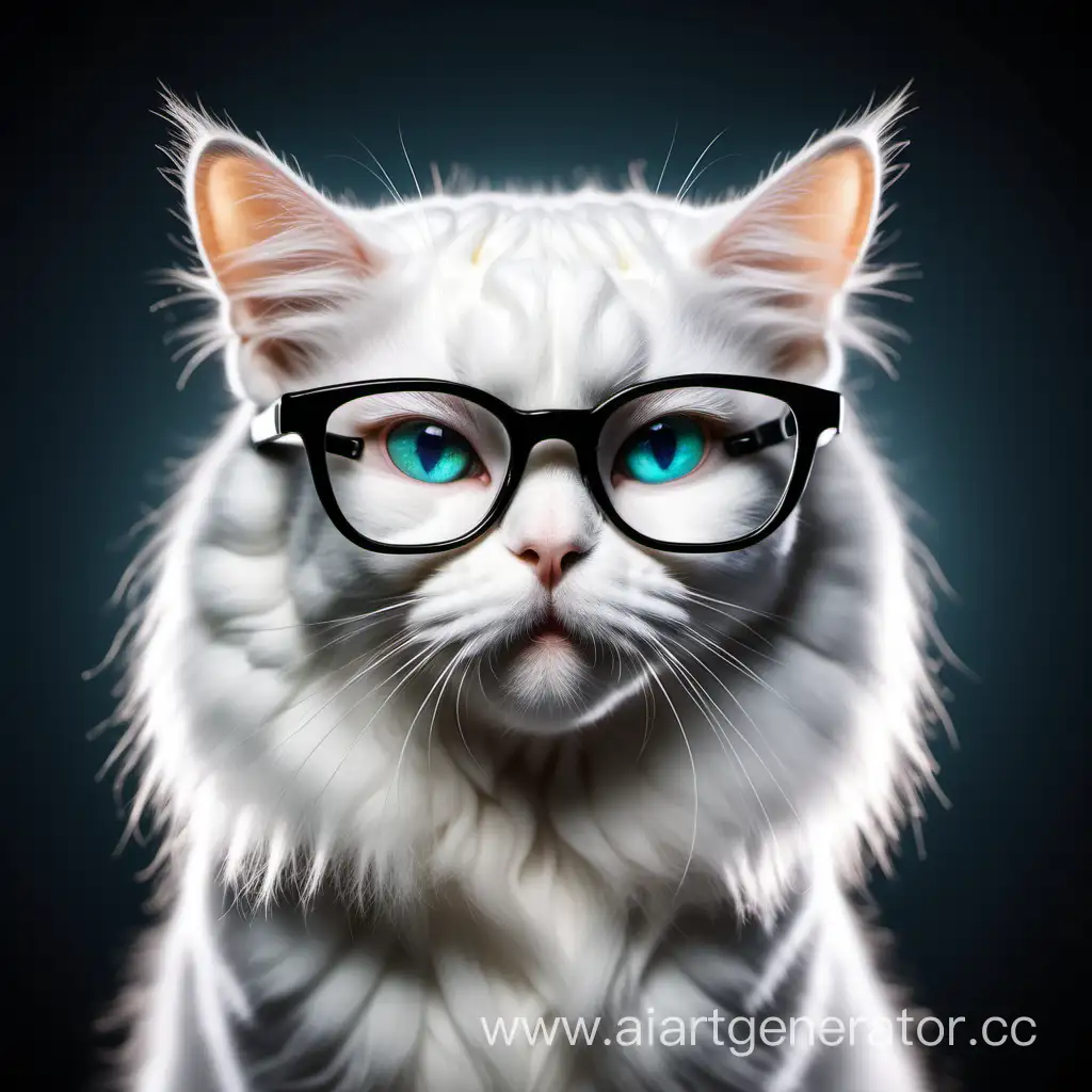 Intelligent-White-Cat-in-Glasses-Unraveling-Human-Brain-Secrets