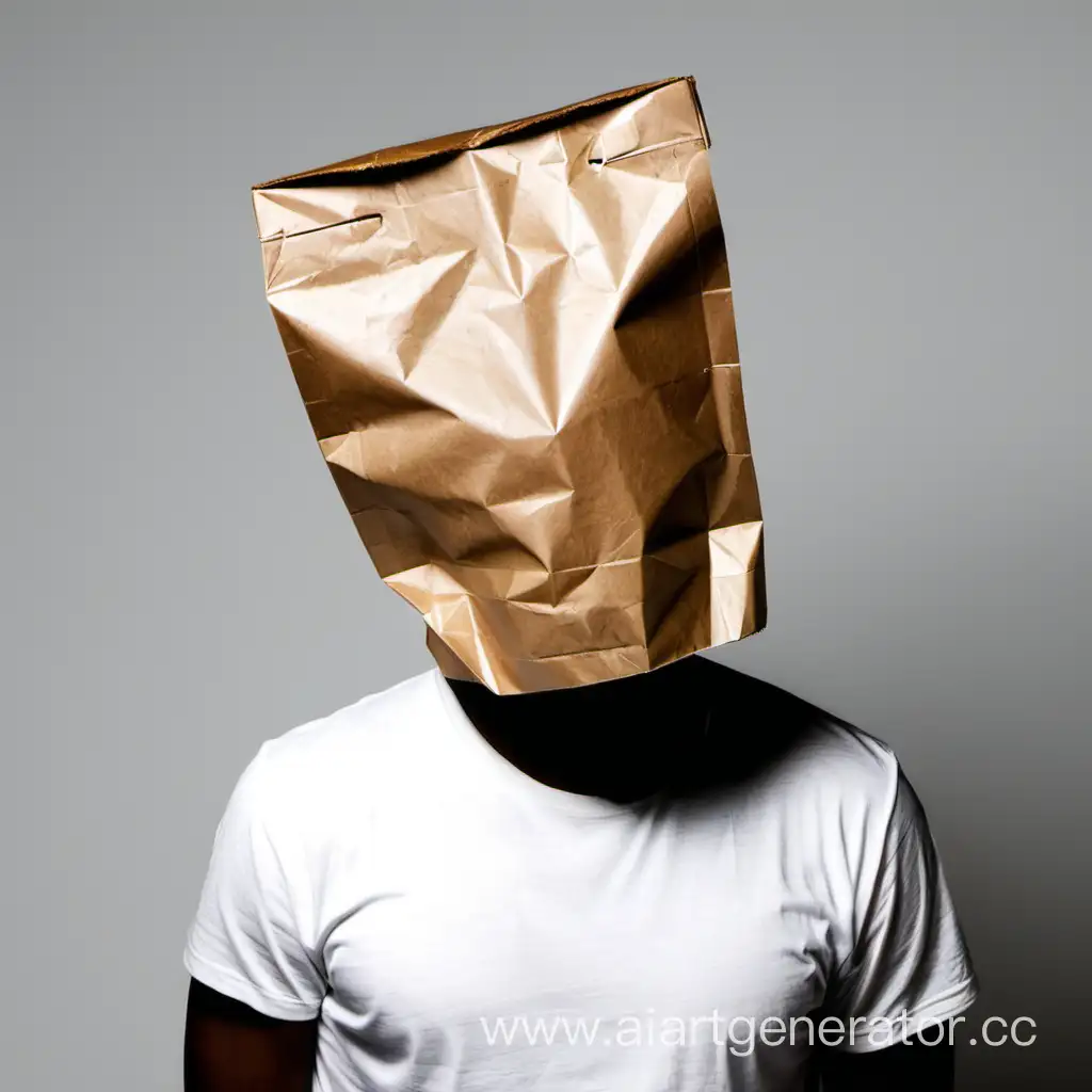 Человек с бумажным пакетом на голове
