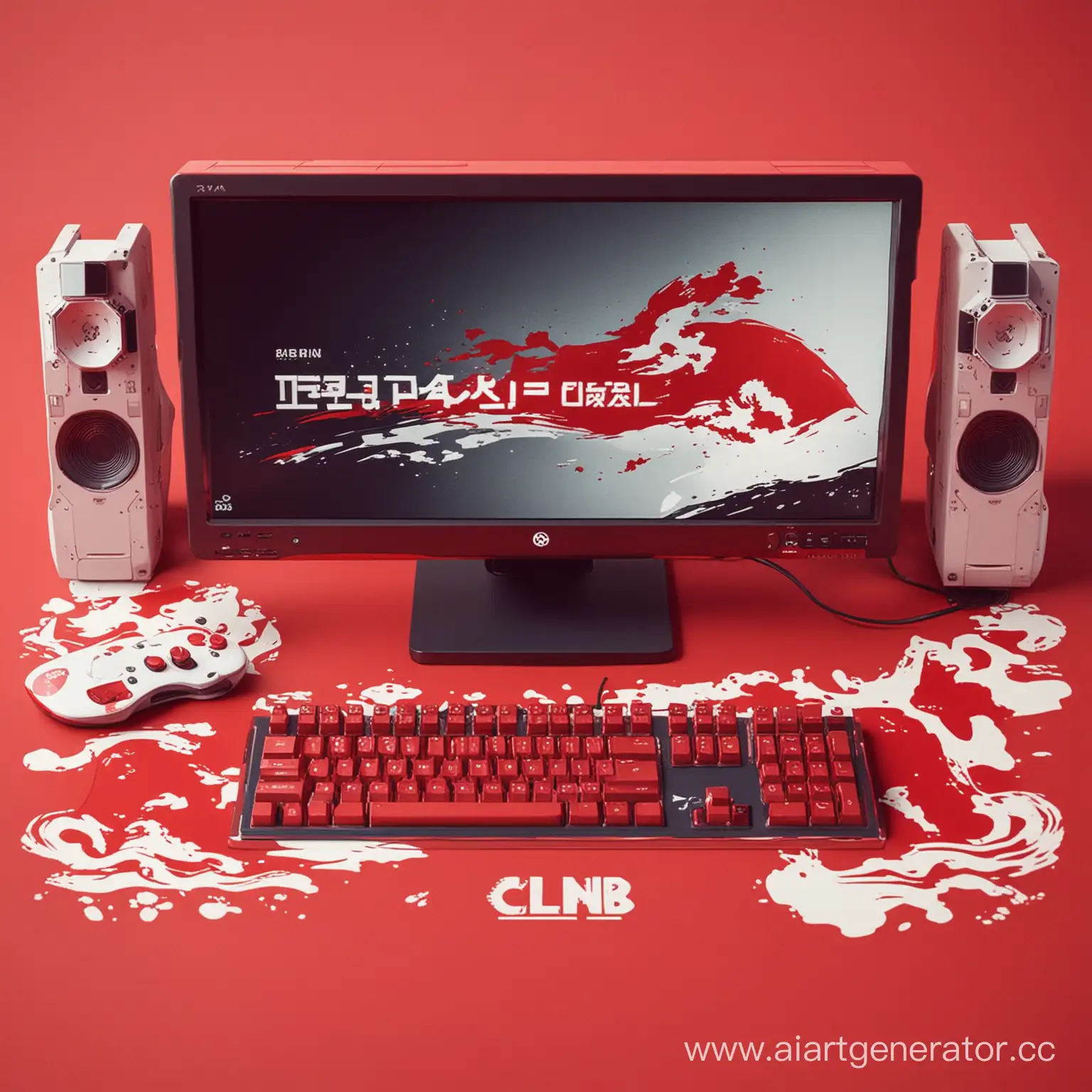 компьютерный игровой клуб в красных, белых и красных цветах в японском стиле