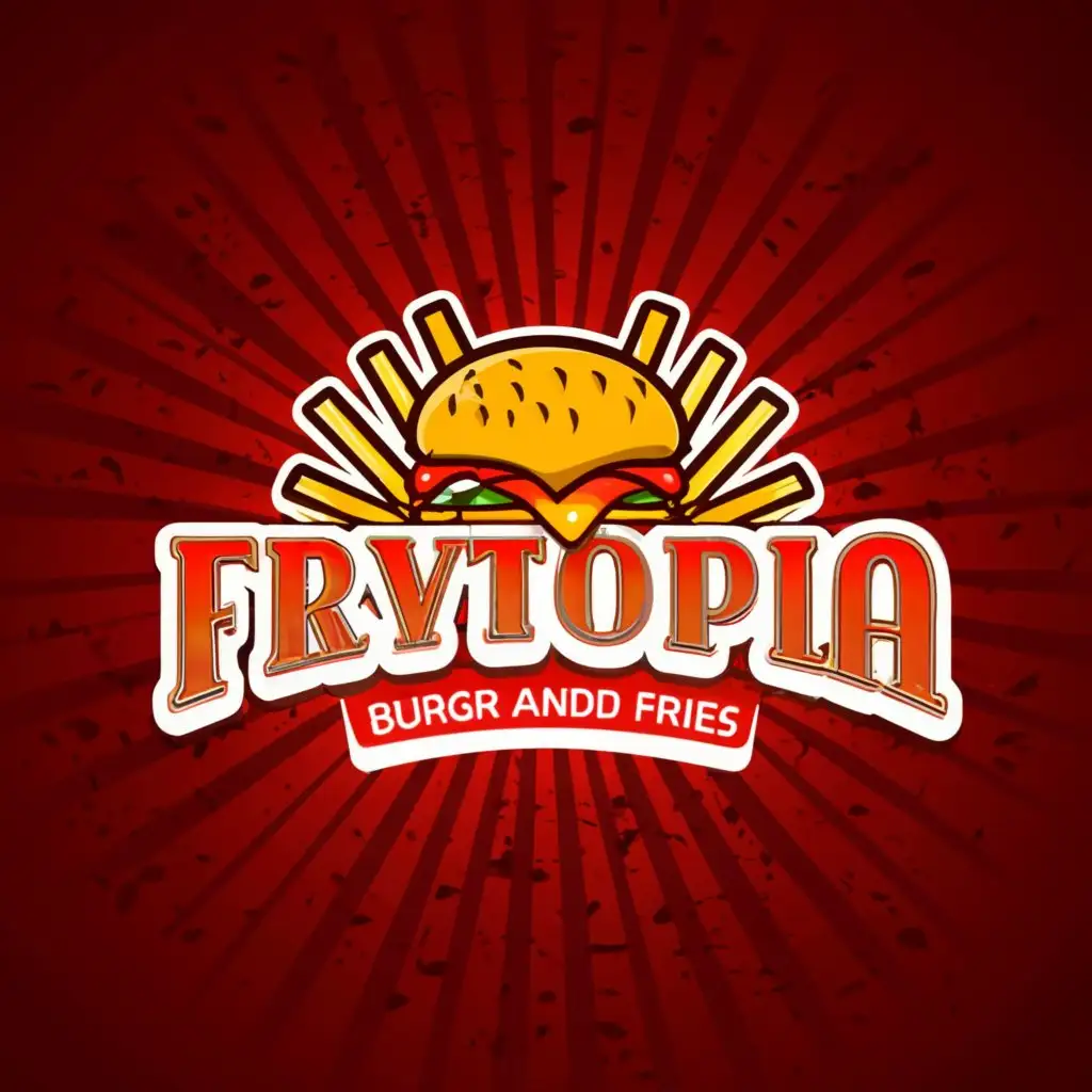 a logo design,with the text "frytopia", main symbol:restaurant, burger, fries,Moderate,be used in Restaurant industry,clear background