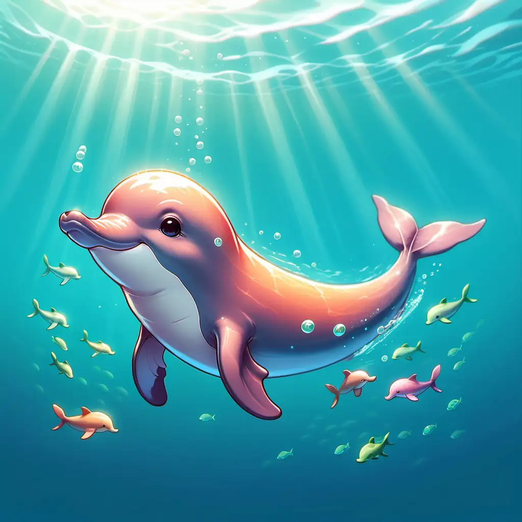 Adorable Chinese River Dolphin Illustration in Kawaii Style