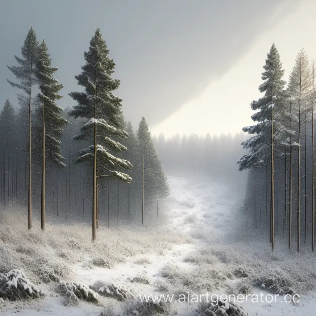 Serene-Pine-and-Spruce-Clearing-in-Light-Snow